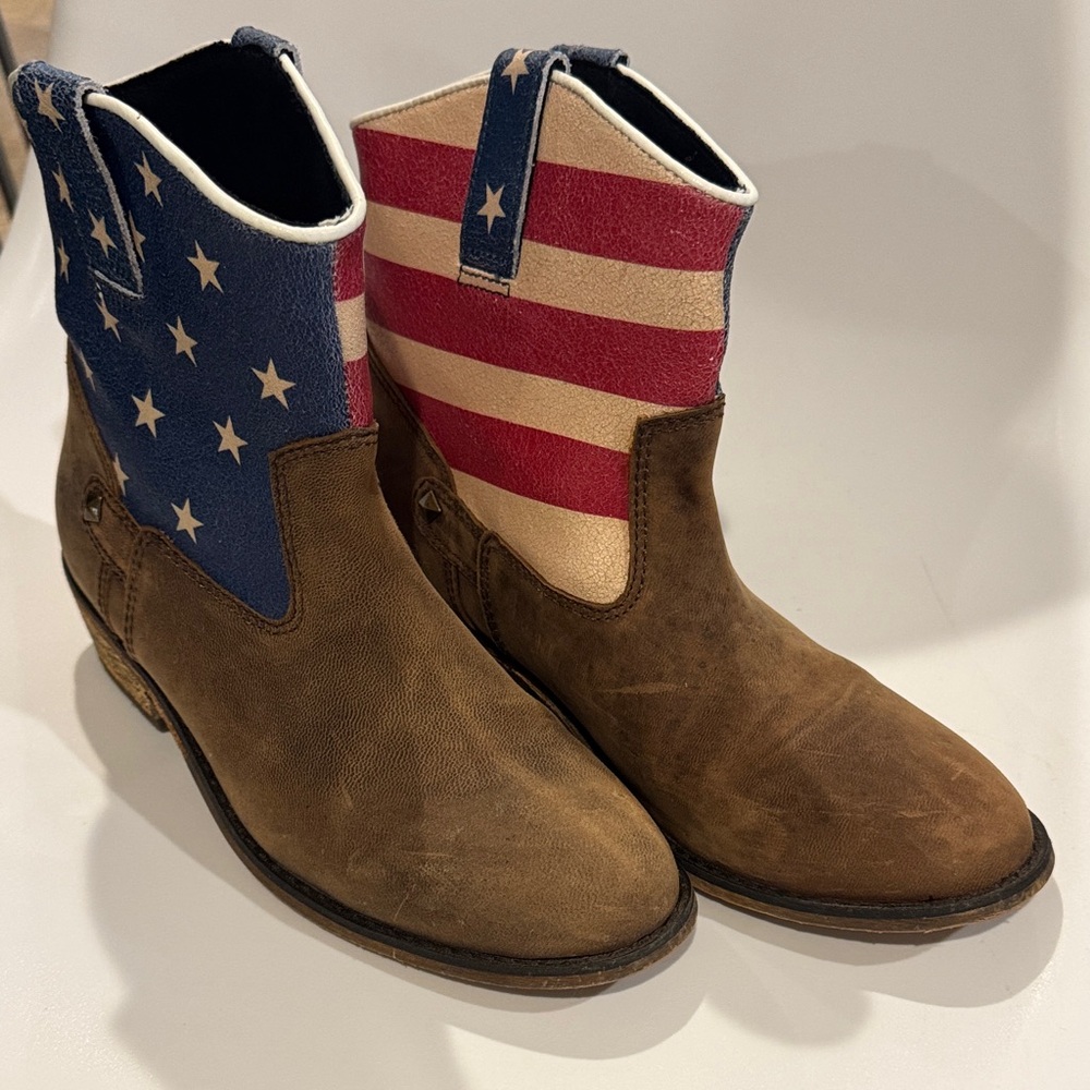 Brown American Flag Heeled Boots